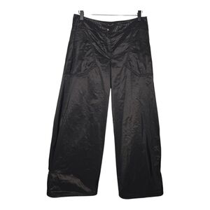babette SF Womens Glossy Modern Black High Rise Wide Leg Pants Size P
